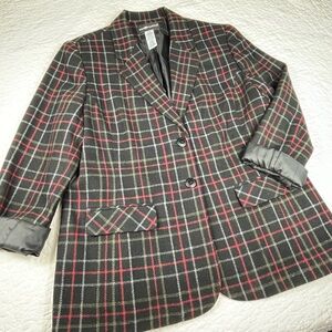 🔥Vintage Sag Harbor Classic Wool Blend Plaided Preppy Blazer jacket